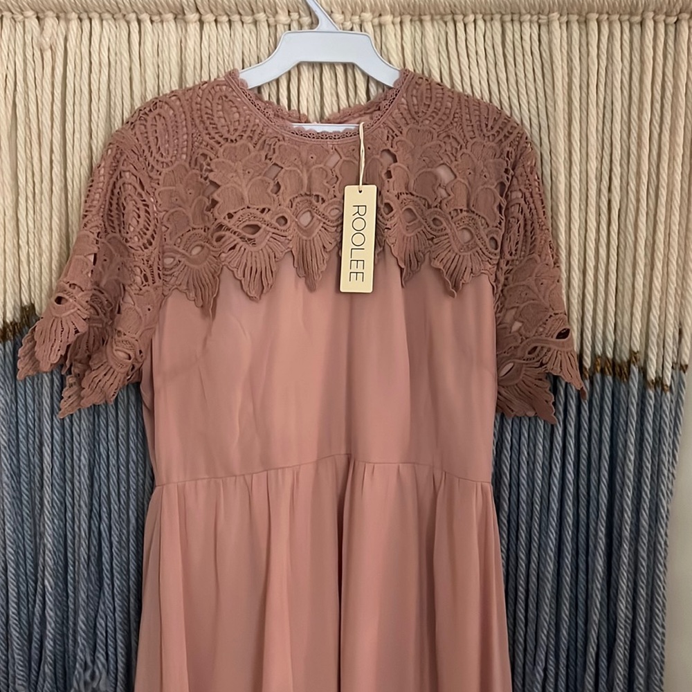 Roolee pink dress crochet top
